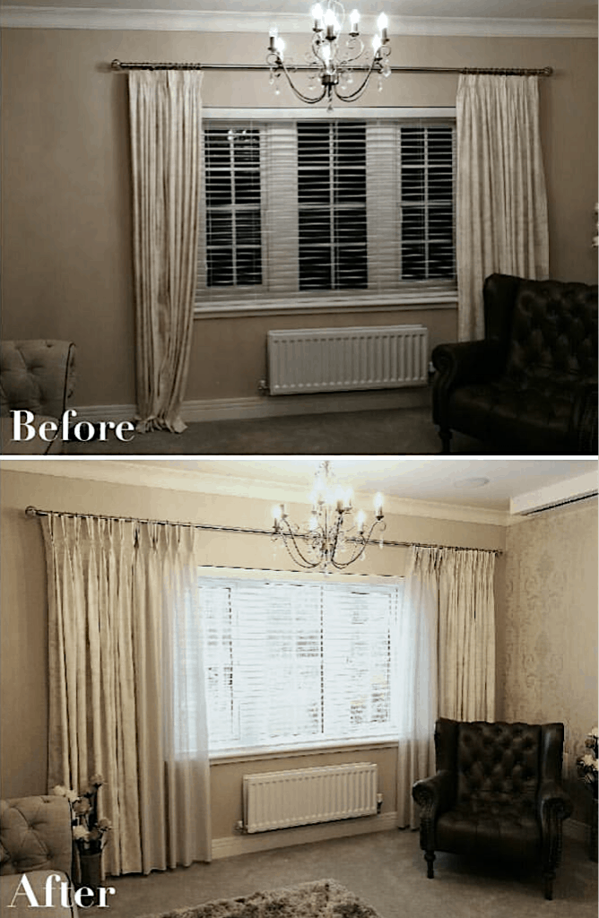 Before and After of Curtains in a Clients Home 