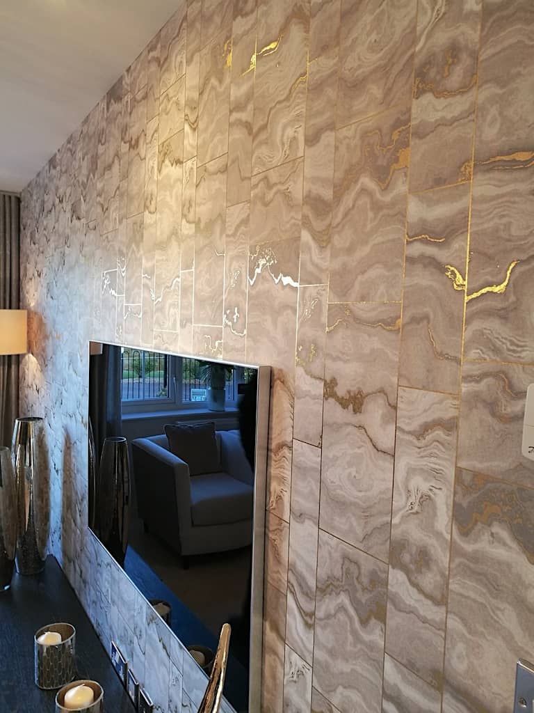 Metallic Copper Wallpaper in Show Home
