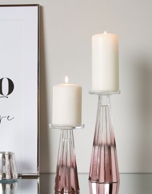 Pink gradient Glass Candle Sticks