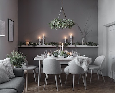 Festive Dining Table, grey and green
