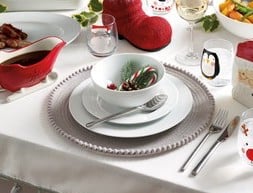 Round Fabric Placemats with Small Pom Poms