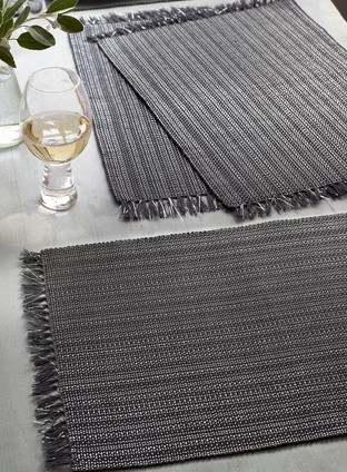 Rectangle Silver Thread Placemats with Fringe Edging