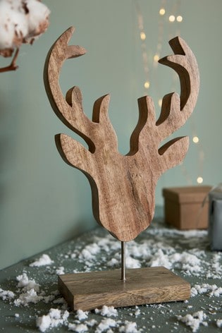 Wooden Stag on Stand Table Decoration