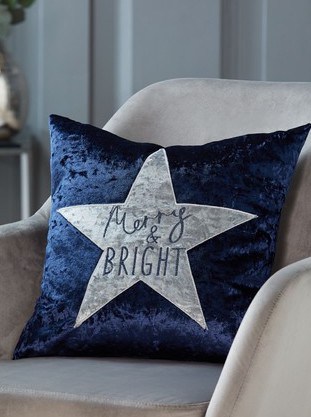 Navy and Silver Christmas Cushion