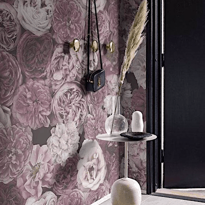 Dark pink and purple floral wallpaper