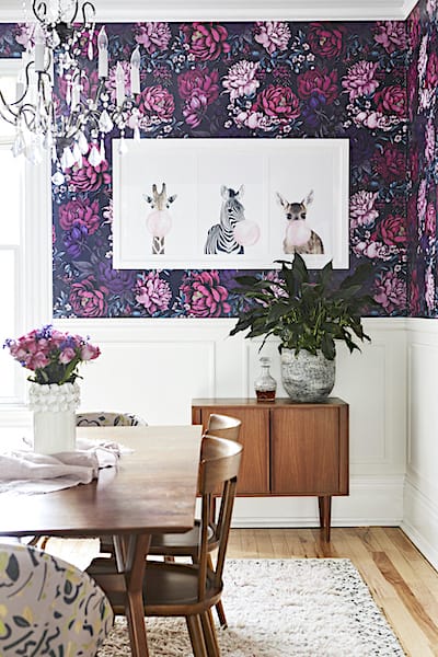 pink purple dark floral wallpaper