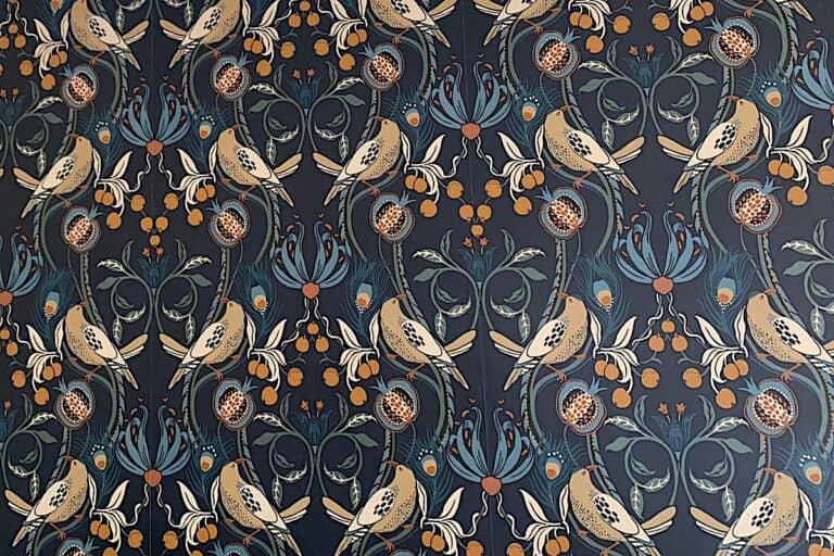 dark floral wallpaper with birds