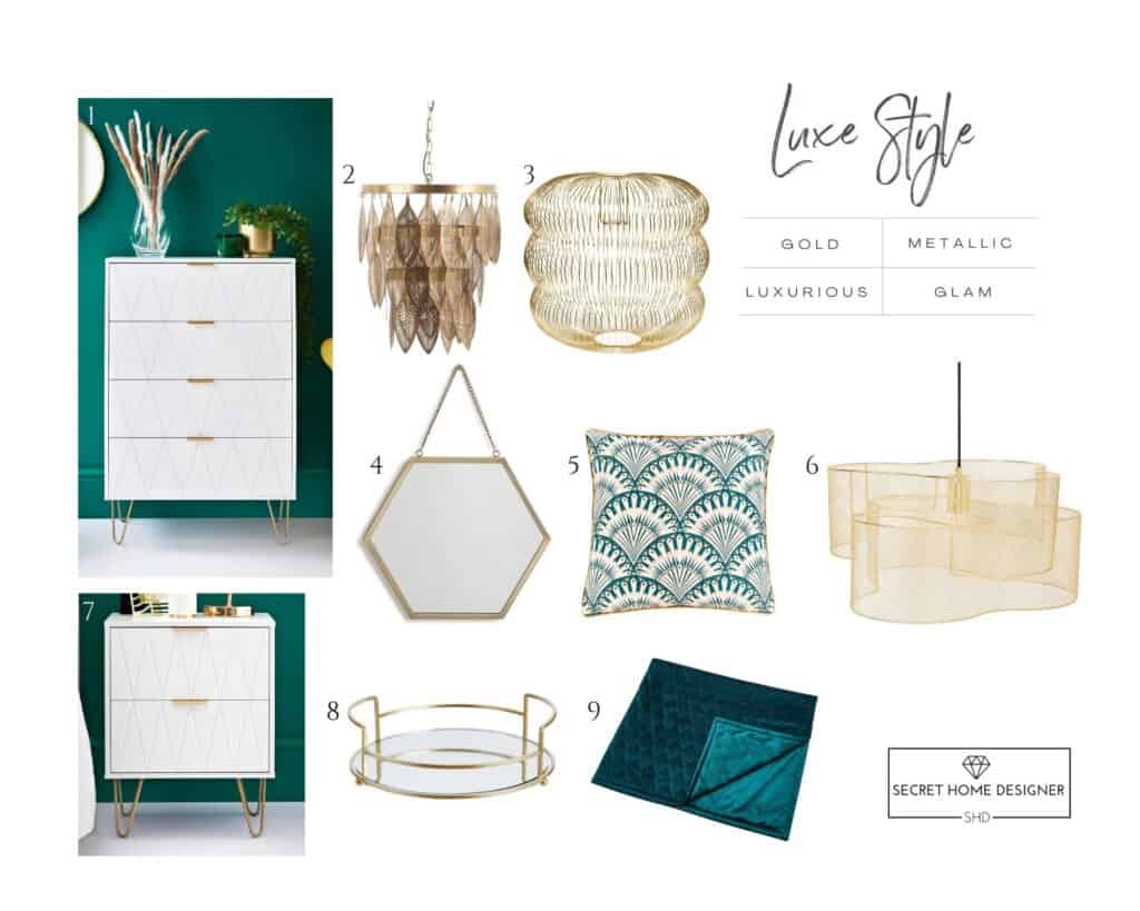 Green Luxe Home Mood Board Home Accessories