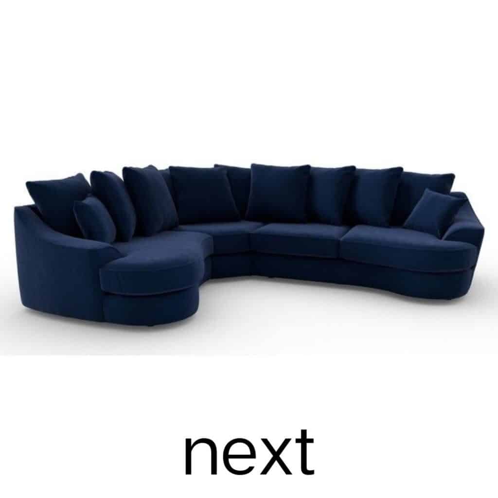 Velvet Navy Blue Corner Sofa from Next
