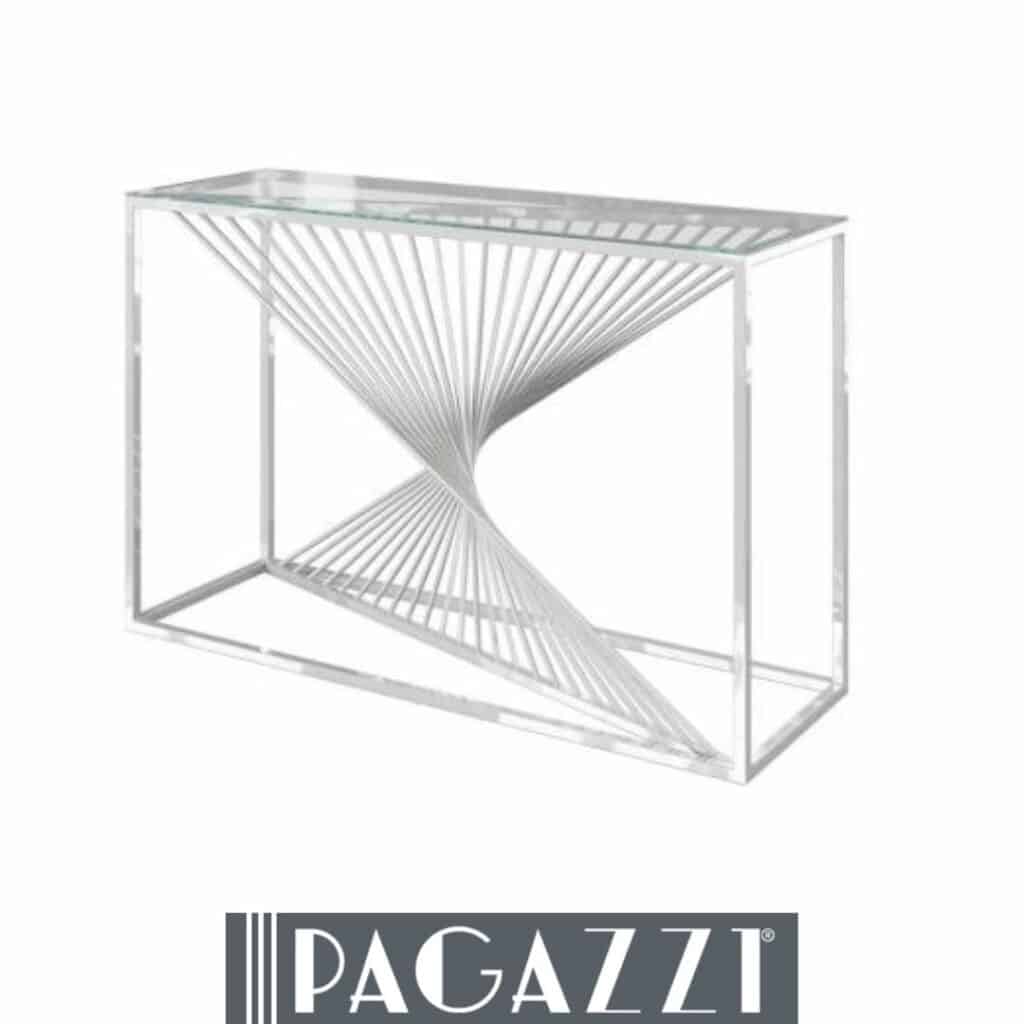 Chrome Console Table with Twist Detail from Pagazzi