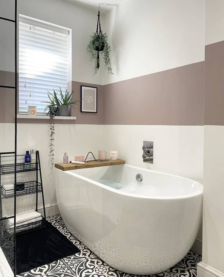 bathroom painted with sulking room pink paint by farrow and ball