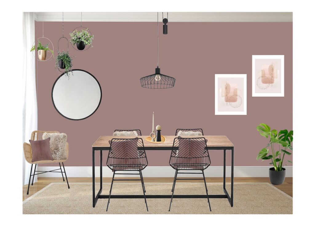 Sulking Room Pink paint by Farrow & Ball, dining room