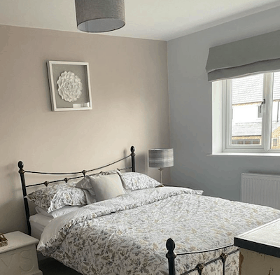 Bedroom Painted in Peignoir Paint by Farrow & Ball 