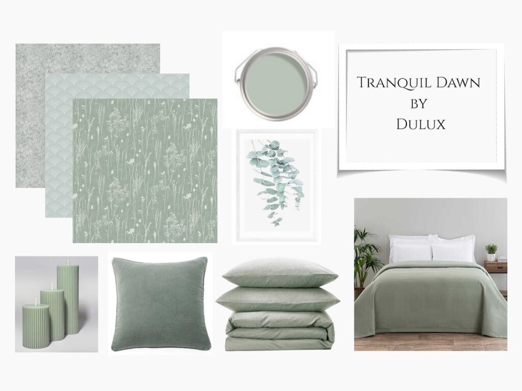 Tranquil Dawn by Dulux bedroom mood board design
