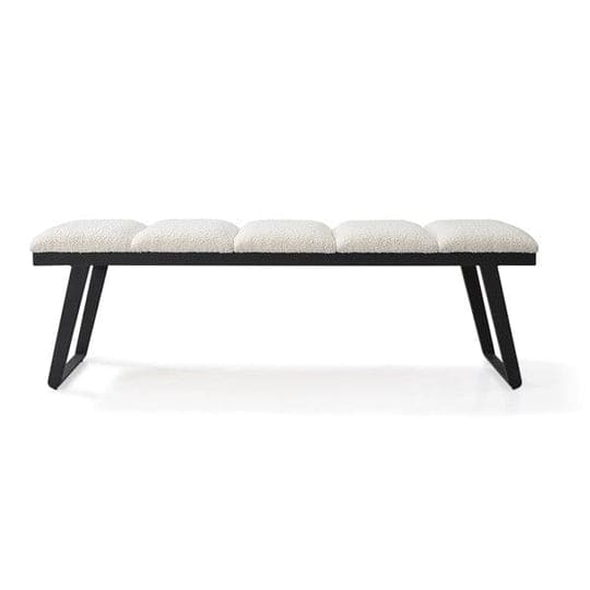 Cream Boucle Bench Seating with black frame and legs by House Of Isabella