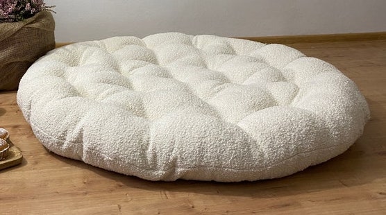 Cream Boucle Floor Cushion from Etsy