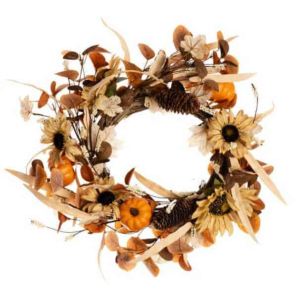 Artificial Sunflower Pumpkin Wreath with autumn colours