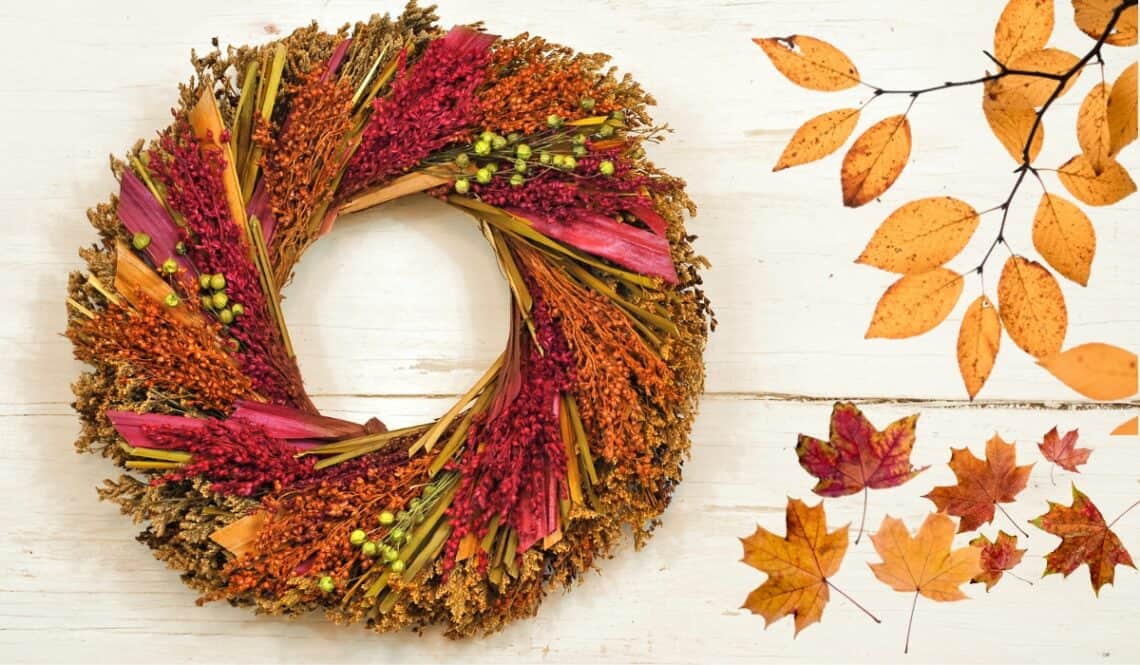 Autumnal leaves and wreath for blog post