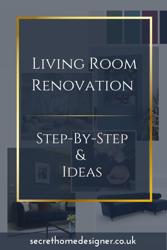 Pin Graphic For Living Room Renovation Blog Post, Navy Blue colour graphic