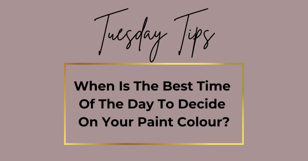 Feature image for blog post about choosing paint colours: guidance on testing paint samples in both morning and evening light.