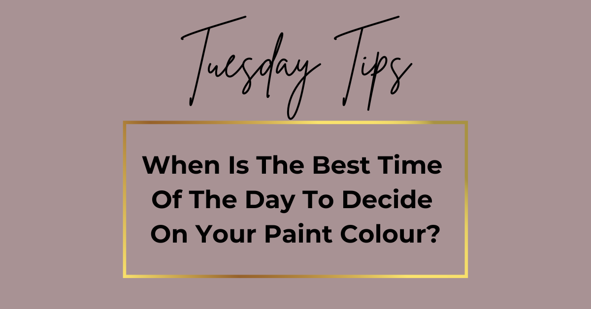 Feature image for blog post about choosing paint colours: guidance on testing paint samples in both morning and evening light.